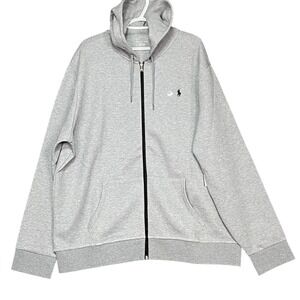 Polo Ralph Lauren Men's XXL Full Zip Hoodie Grey Classic Fit Pockets Pony NWT‎